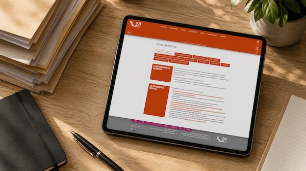 Documento GSE visualizzato su tablet con ambiente di lavoro.